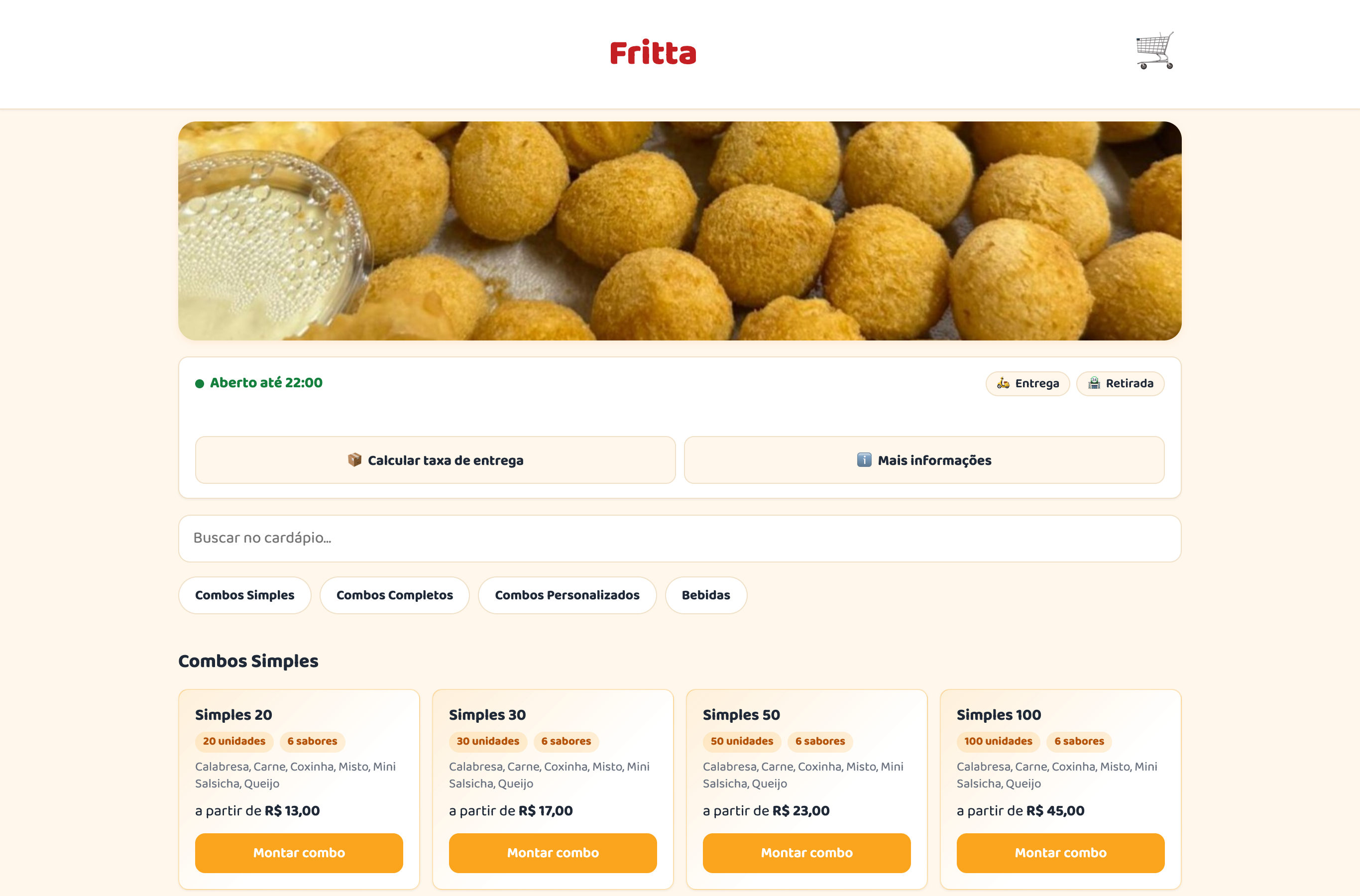 Cardápio digital do Fritta